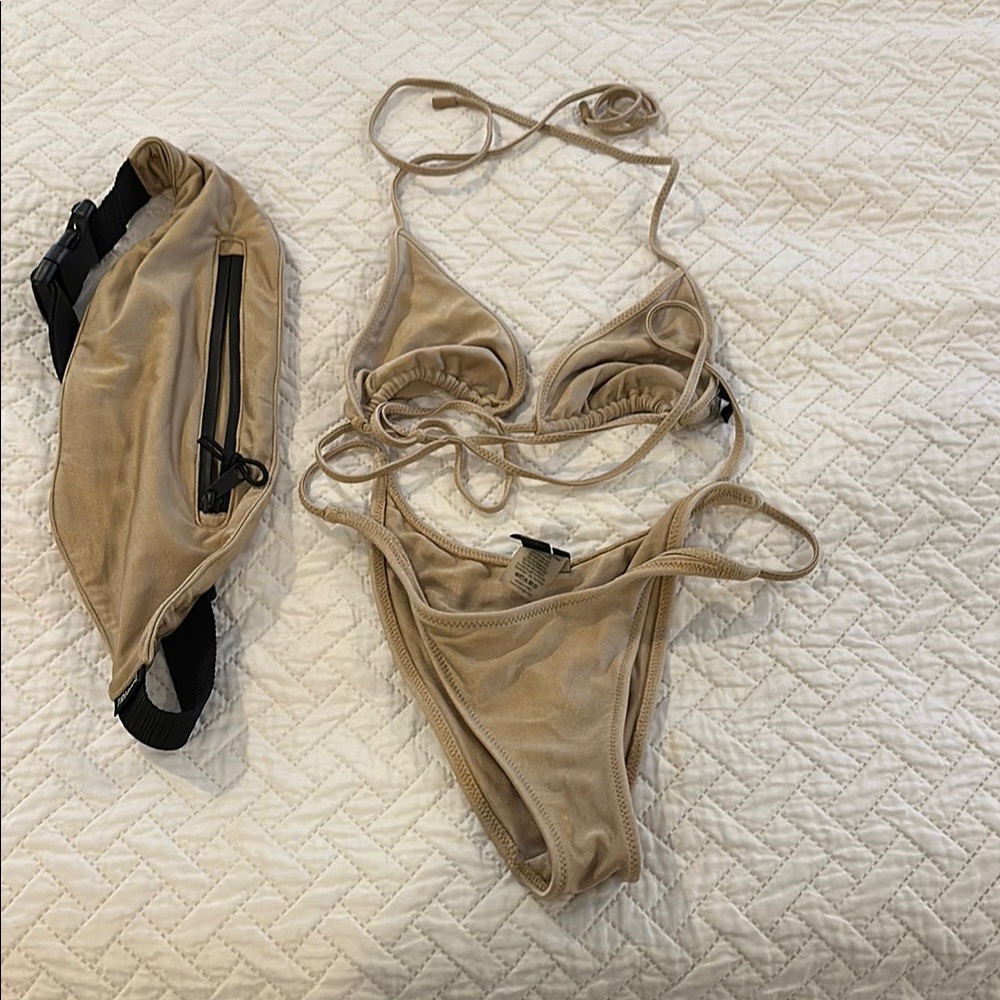 Triangl Swimwear Tan/gold  Bikini Set medium top and small bottom
